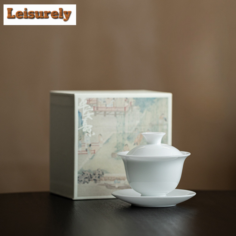 Matcha Bowl Chawan - 140ml Iced Jade Porcelain Gaiwan Linglong