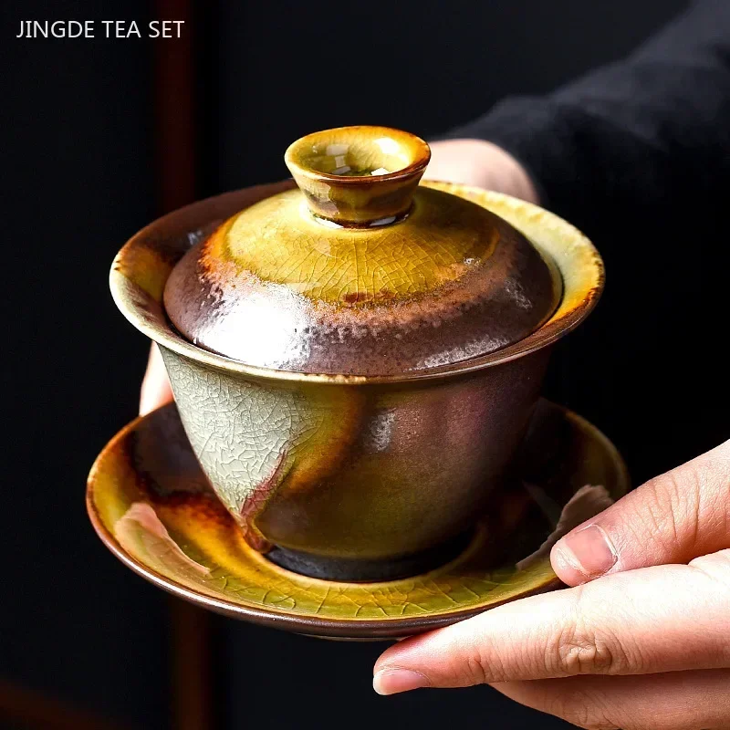 Matcha Bowl Chawan - Wood-fired Kiln Changed Ceramic Gaiwan Household