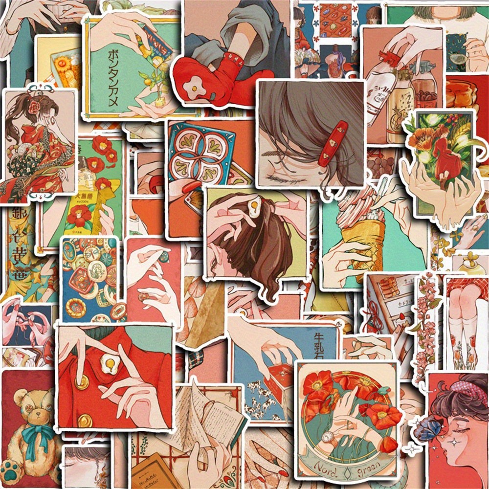 Japanese Lifestyle And Traditions - 50Pcs Japanese Traditional Vintage Style Stickers