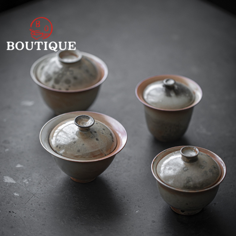 Matcha Bowl Chawan - Retro Firewood Change Kiln Ink Art