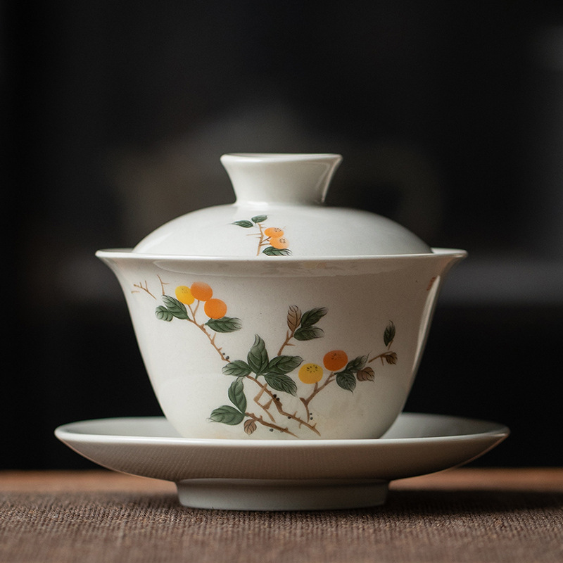 Matcha Bowl Chawan - Grass and Wood Ceramic Gaiwan, Retro