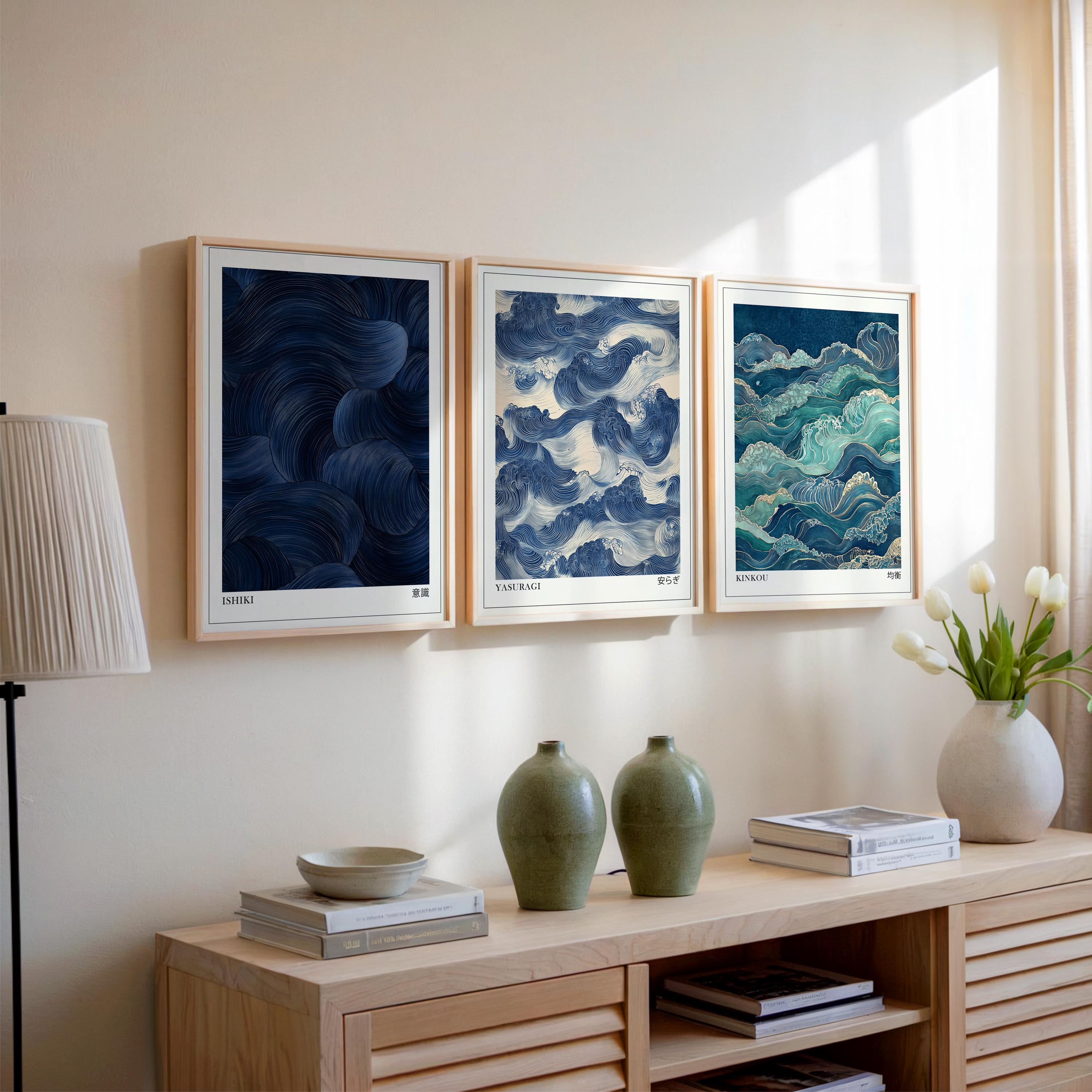 Japandi Wall Art Set of 3, Mod - Japanese Living Lifestyle 评论和价格