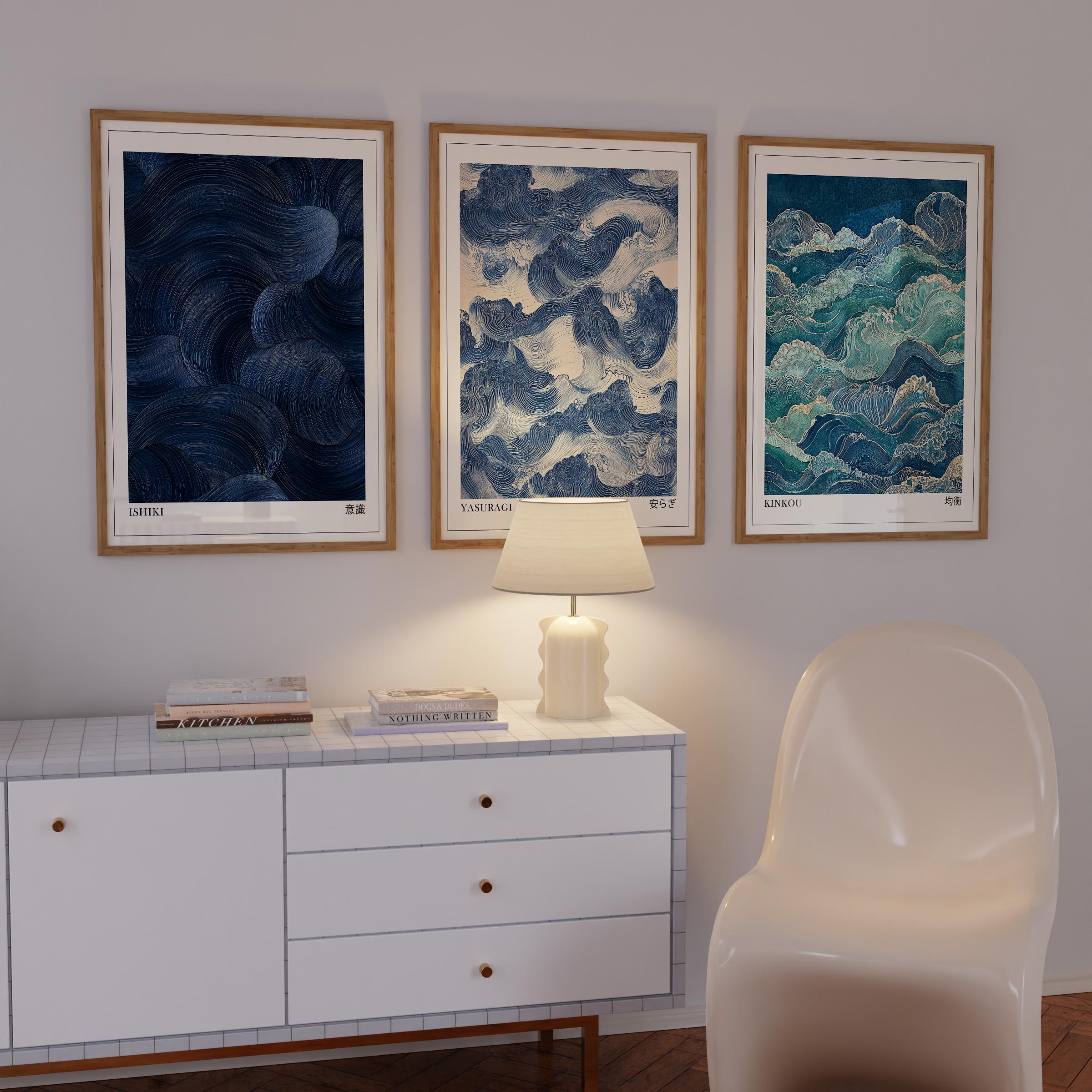 Japandi Wall Art Set of 3, Mod - Japanese Living Lifestyle 评论和价格