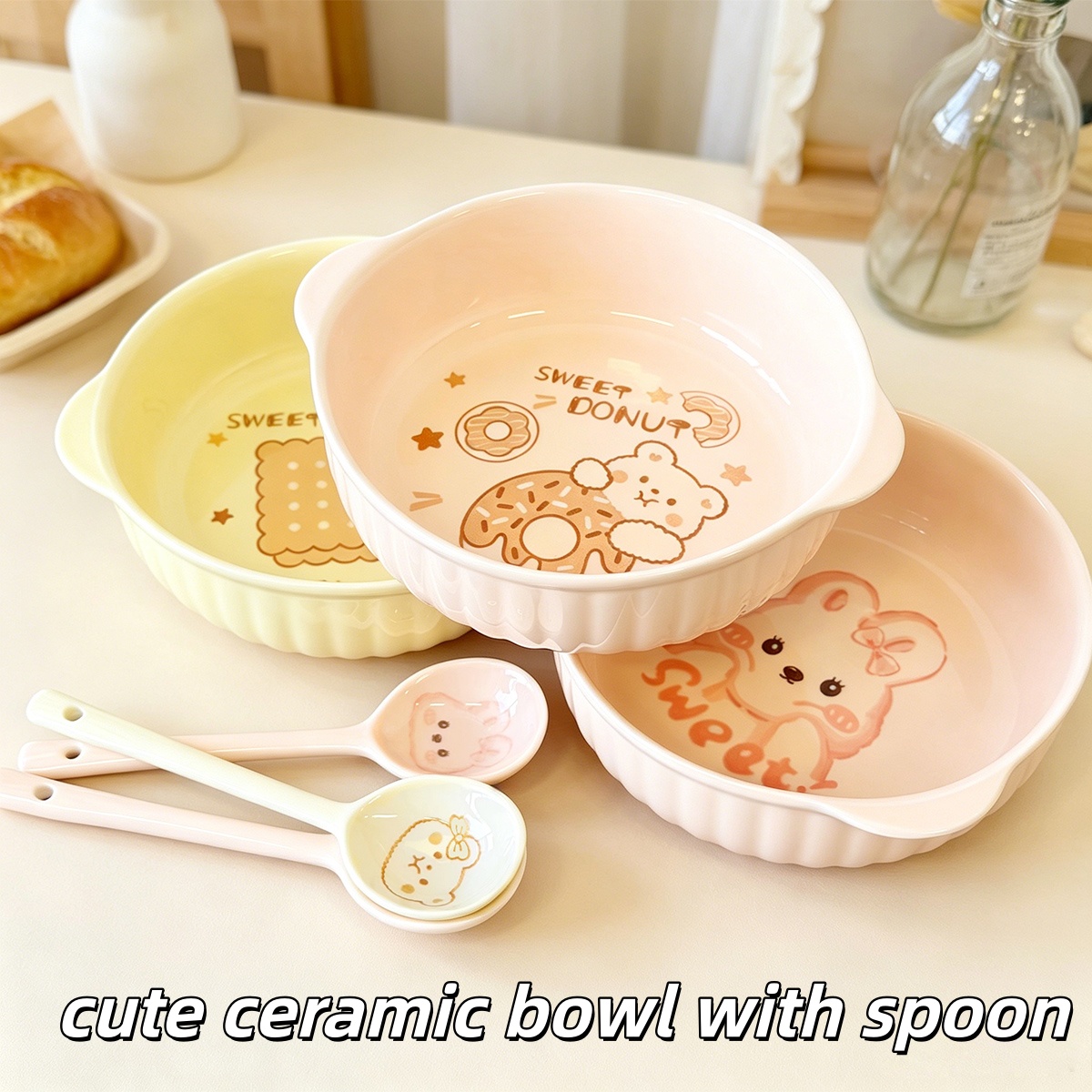 7.5 Inch Cute Cartoon Bear Rab - Matcha Bowl Chawan 评论和价格