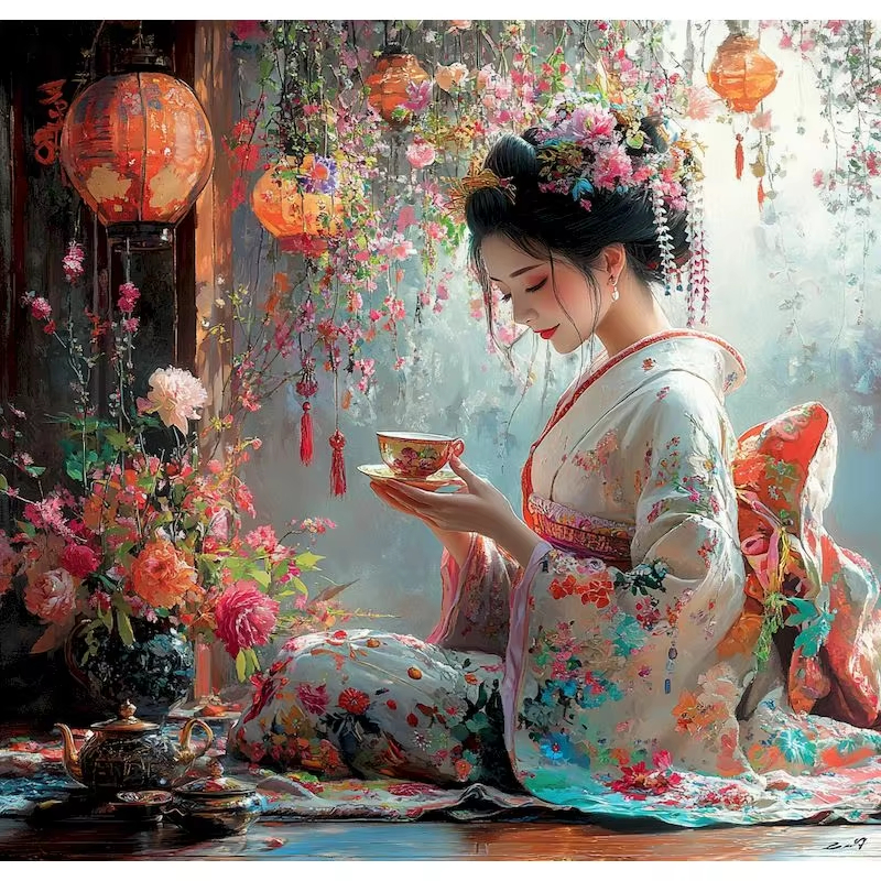 Japanese Style Woman Oil Paint - Japanese Living Lifestyle 评论和价格