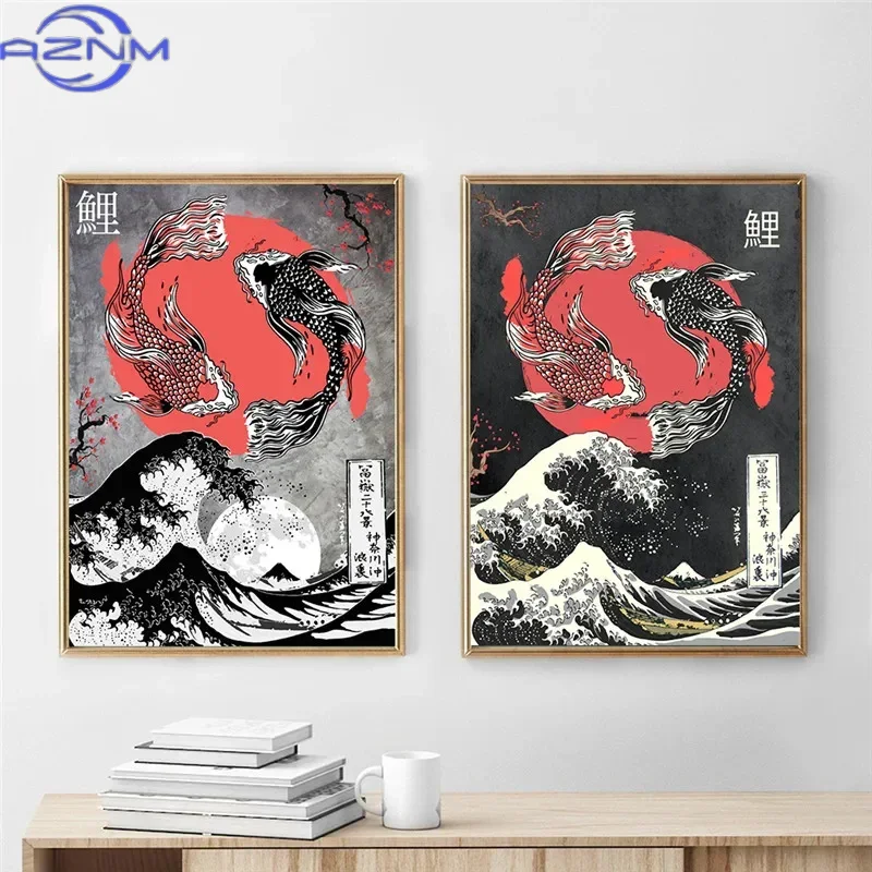 AZNM Canvas Painting Big Wavy  - Japanese Lifestyle And Traditions 评论和价格