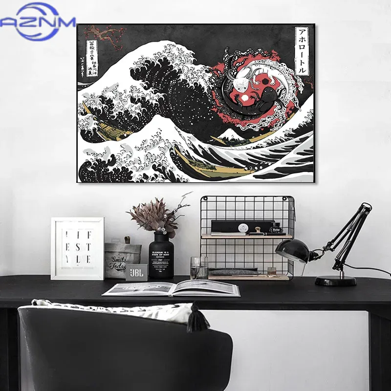 AZNM Canvas Painting Big Wavy  - Japanese Lifestyle And Traditions 评论和价格