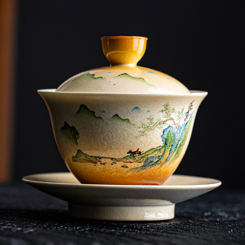 Grass and Wood Ceramic Gaiwan, - Matcha Bowl Chawan 评论和价格